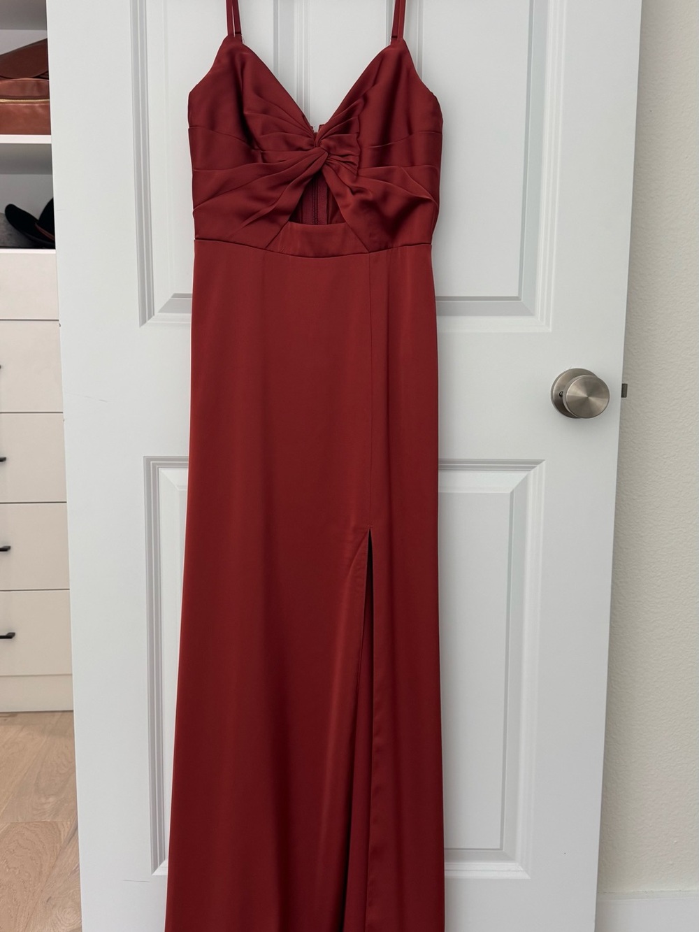 Azazie Rust Red Twist-Front Maxi Dress